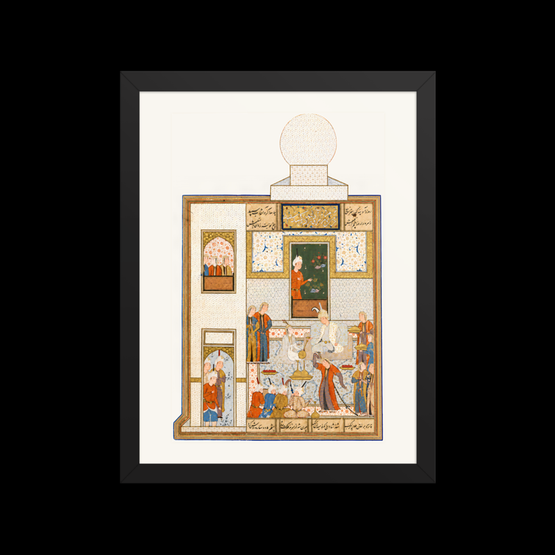 Bahram Visits the White Domed Pavilion — Khamsa of Nizami | Restored Persian Wall Art
