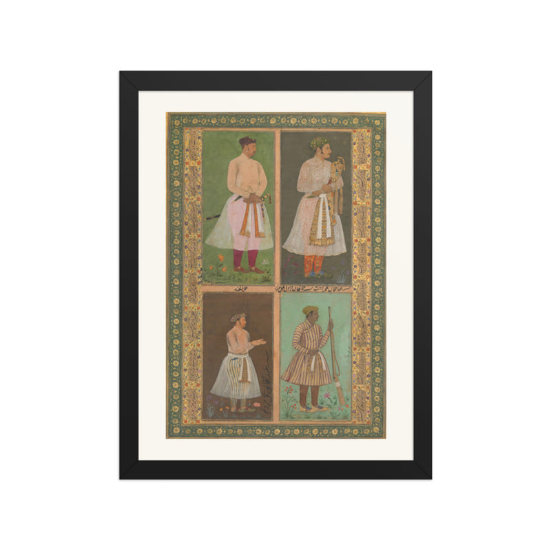 Four Portraits from the Shah Jahan Album — Restored Mughal Wall Art
