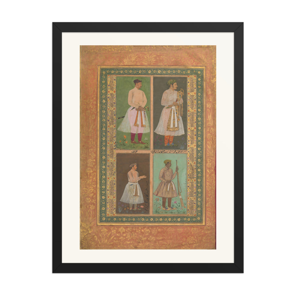 Four Portraits from the Shah Jahan Album — Restored Mughal Wall Art — view 1