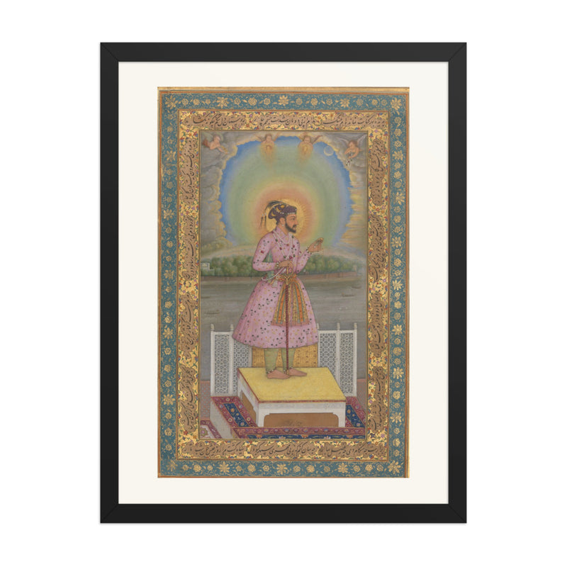 Shah Jahan on a Terrace, Holding a Pendant Set With His Portrait — Folio from the Shah Jahan Album