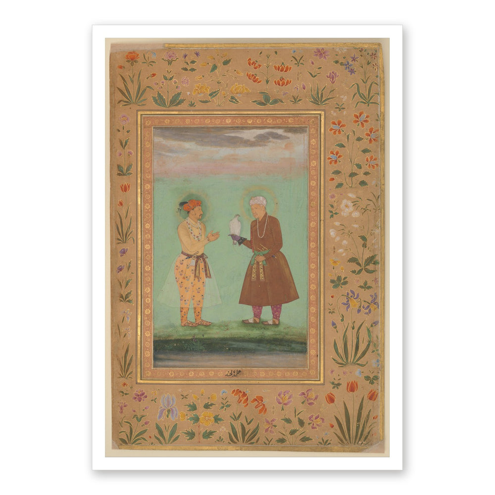 Jahangir and Akbar with Falcon — Restored Mughal Wall Art — view 7