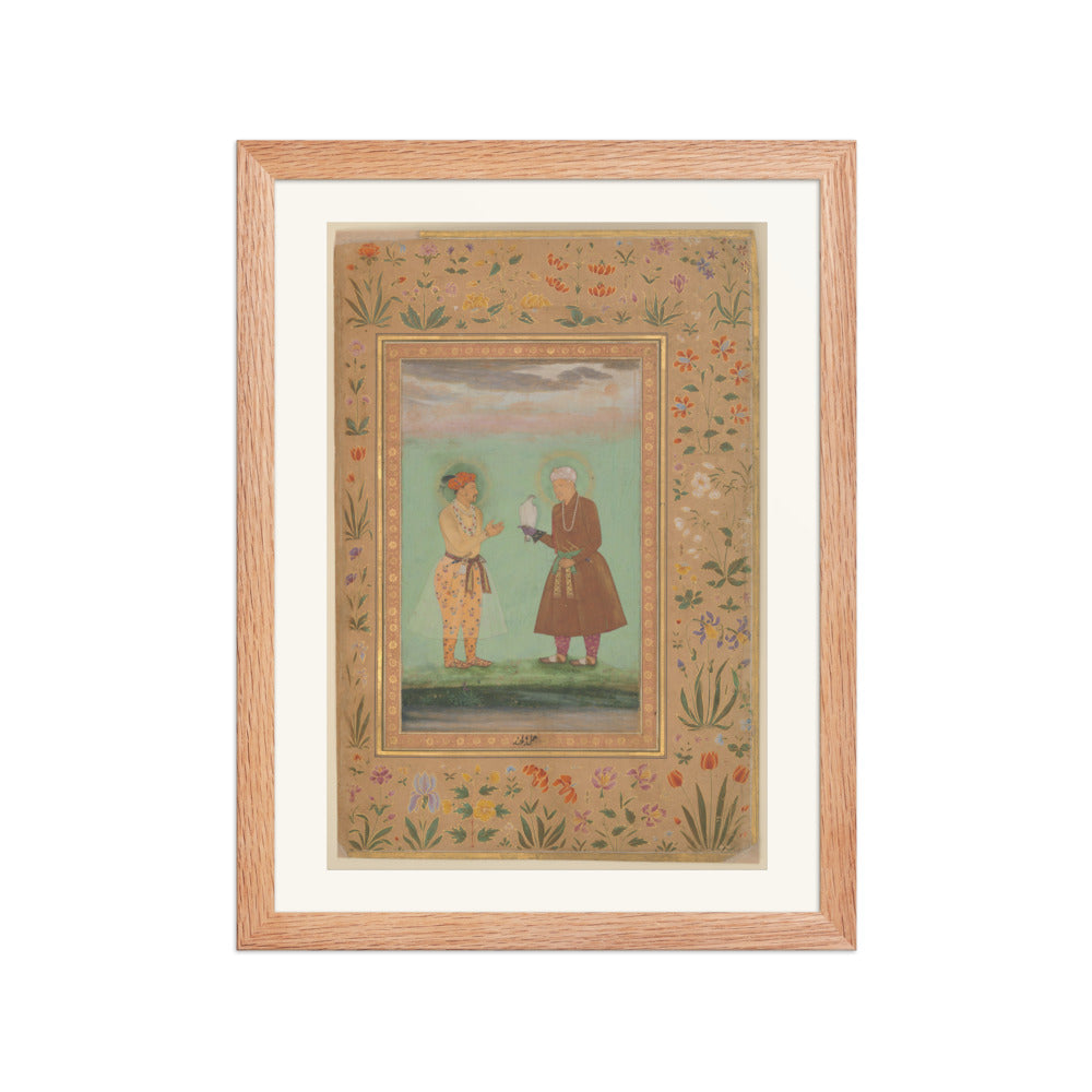 Jahangir and Akbar with Falcon — Restored Mughal Wall Art — view 4