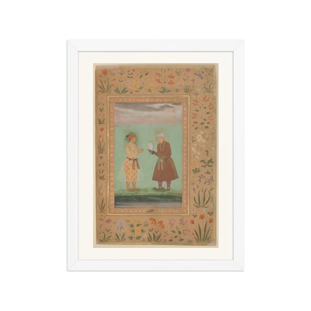 Jahangir and Akbar with Falcon — Restored Mughal Wall Art — view 6