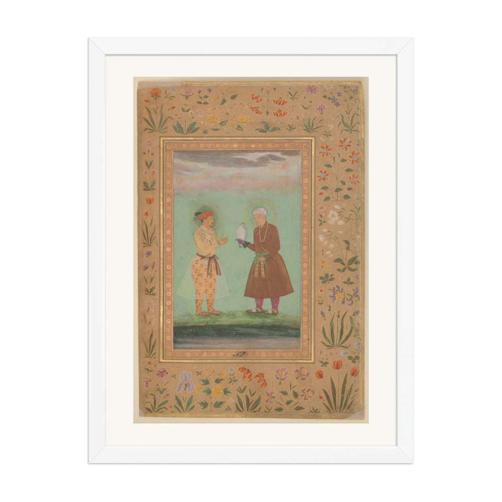 Jahangir and Akbar with Falcon — Restored Mughal Wall Art — view 5