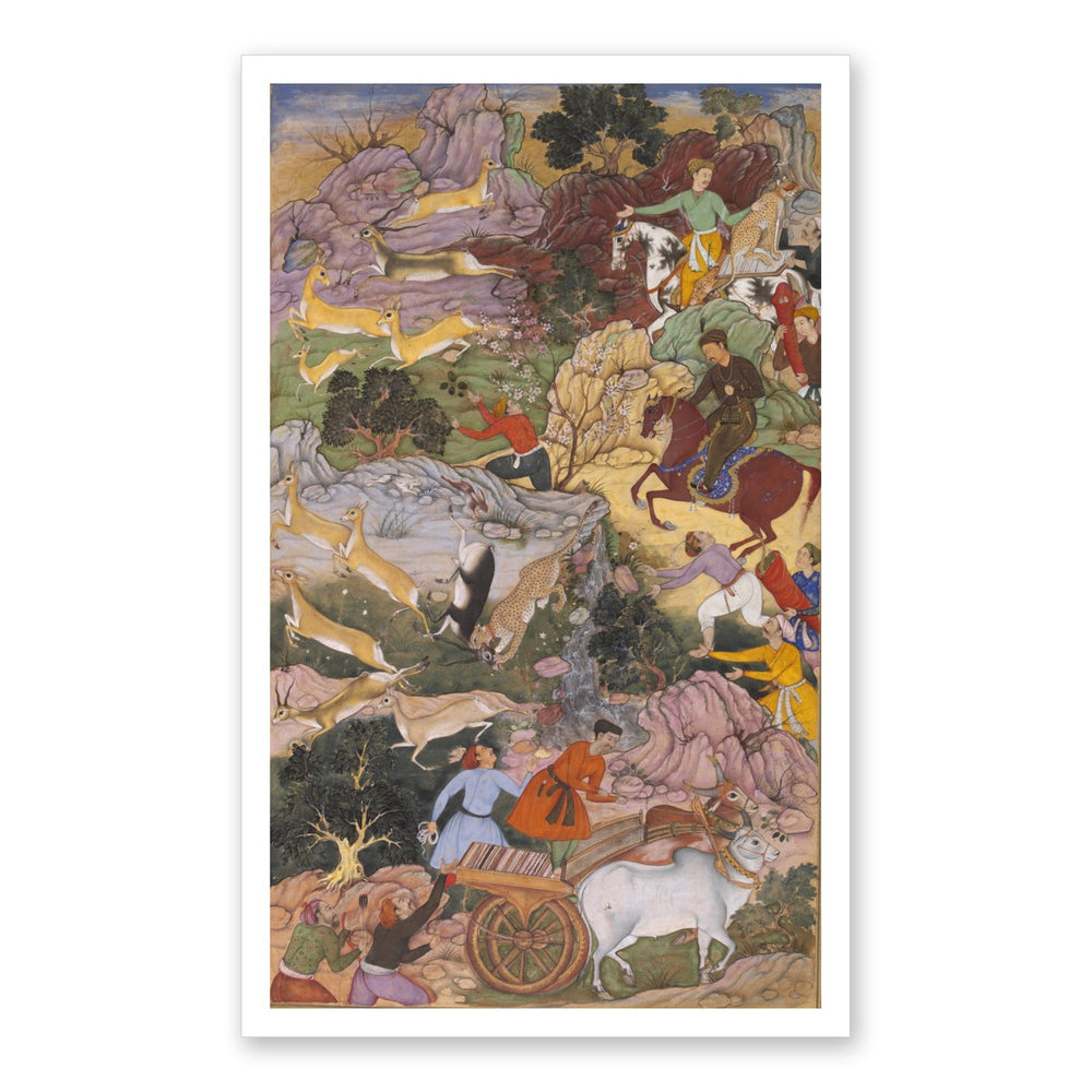 Akbar Hunting with Cheetahs — Akbarnama Folio | Restored Mughal Wall Art — view 7