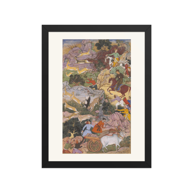 Akbar Hunting with Cheetahs — Akbarnama Folio | Restored Mughal Wall Art