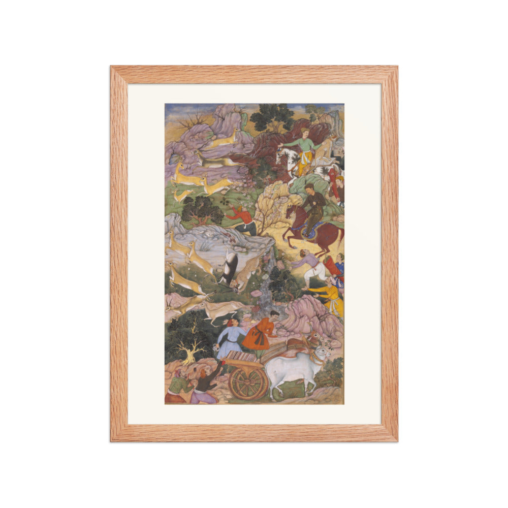 Akbar Hunting with Cheetahs — Akbarnama Folio | Restored Mughal Wall Art — view 2