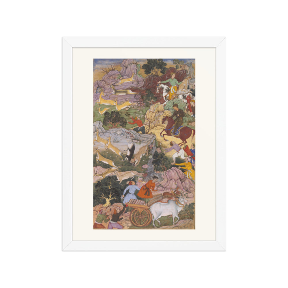Akbar Hunting with Cheetahs — Akbarnama Folio | Restored Mughal Wall Art — view 3