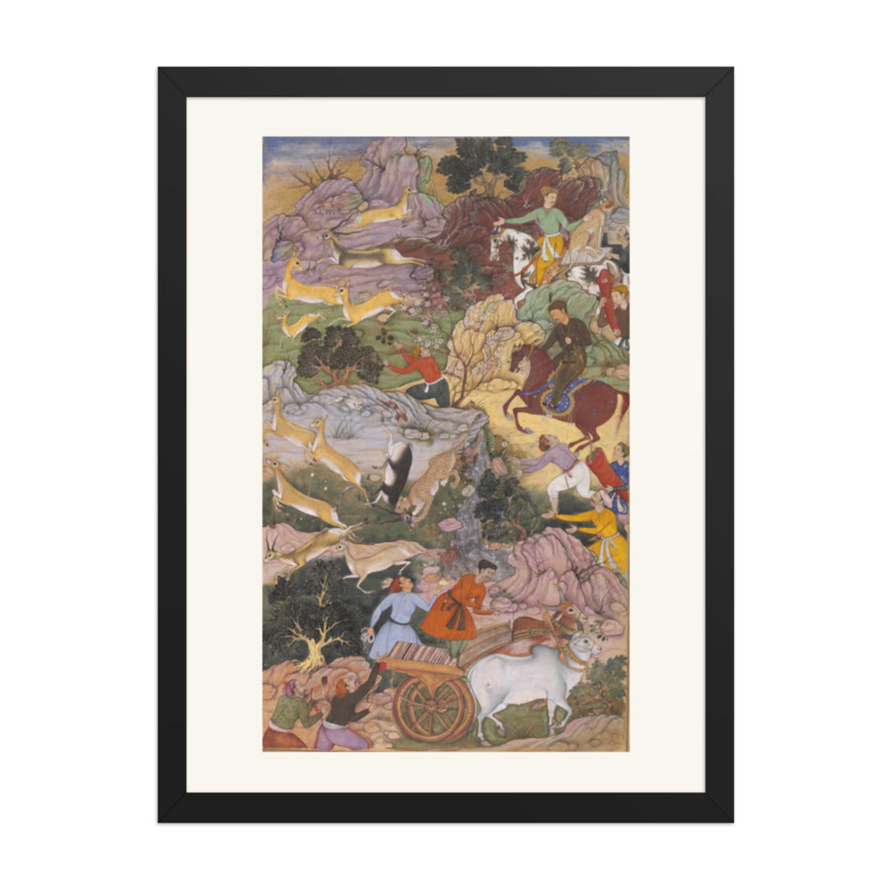 Akbar Hunting with Cheetahs — Akbarnama Folio | Restored Mughal Wall Art — view 4