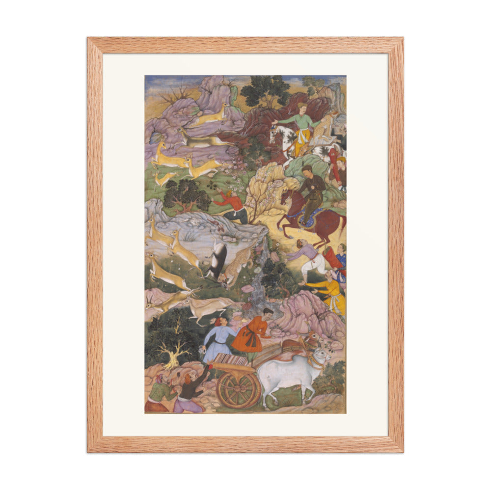 Akbar Hunting with Cheetahs — Akbarnama Folio | Restored Mughal Wall Art — view 5