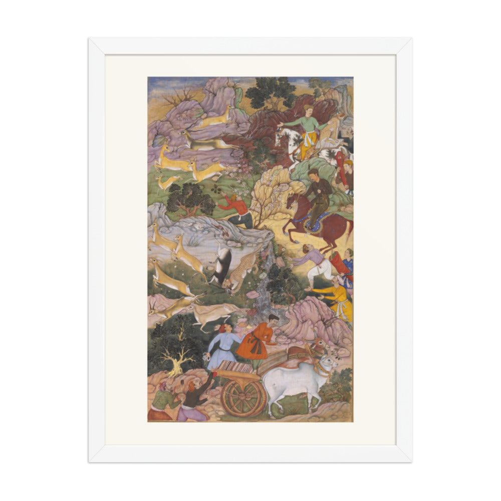 Akbar Hunting with Cheetahs — Akbarnama Folio | Restored Mughal Wall Art — view 6