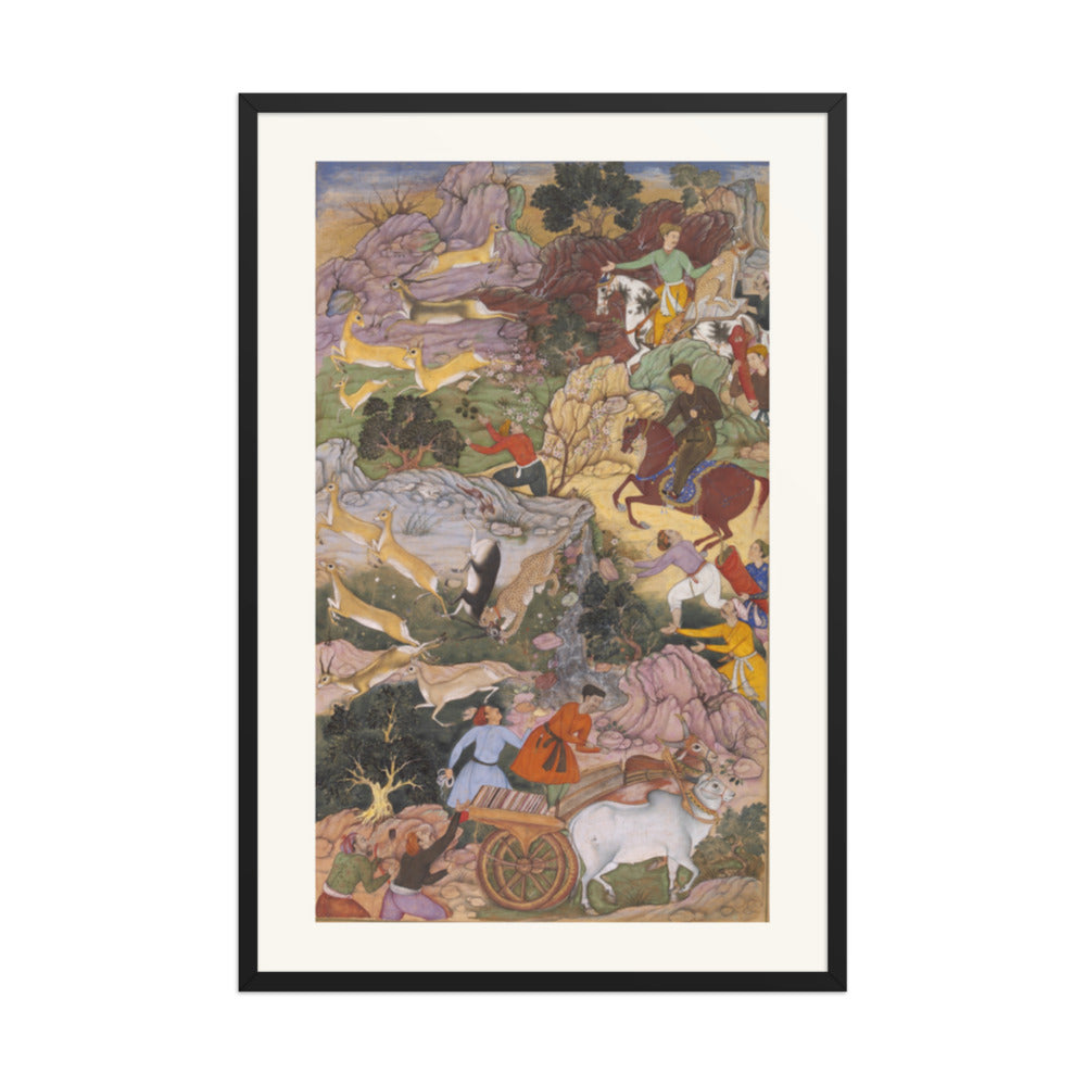 Akbar Hunting with Cheetahs — Akbarnama Folio | Restored Mughal Wall Art — view 7