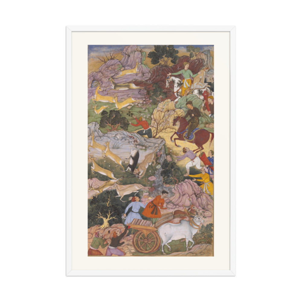 Akbar Hunting with Cheetahs — Akbarnama Folio | Restored Mughal Wall Art — view 9