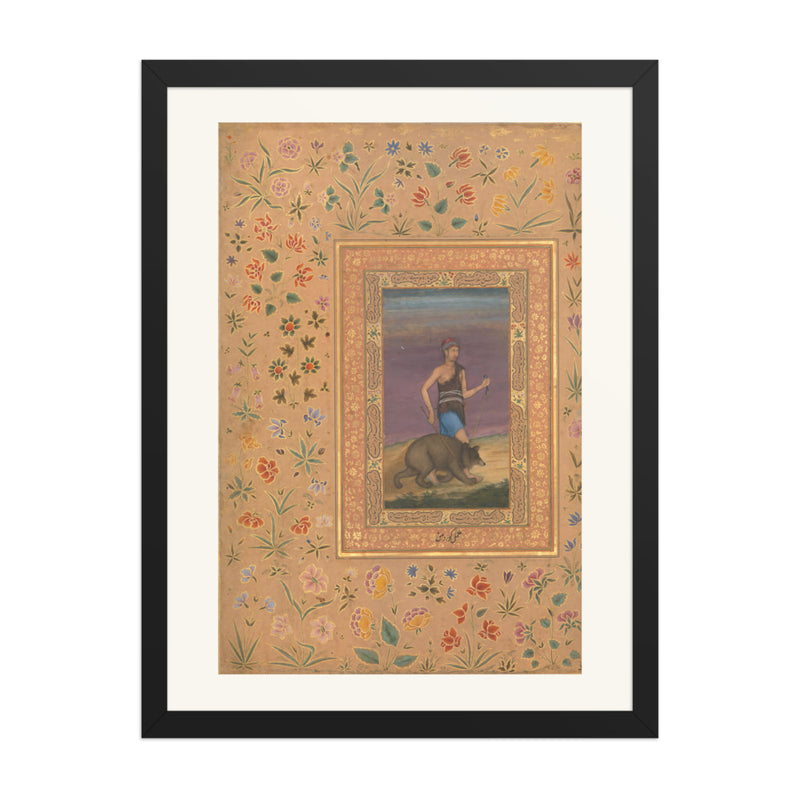 Dervish Leading a Bear — Restored Mughal Wall Art
