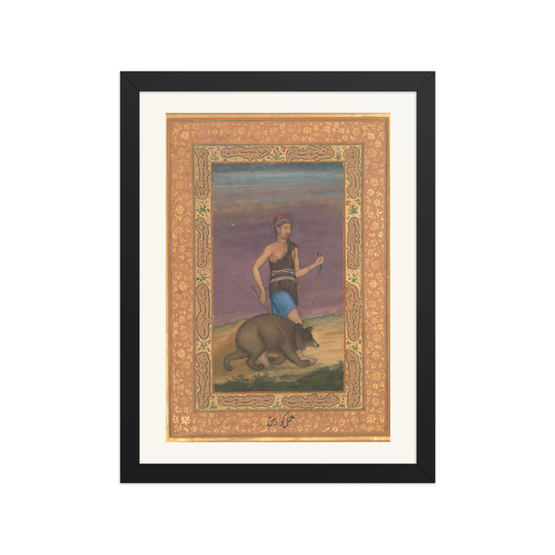 Dervish Leading a Bear — Restored Mughal Wall Art