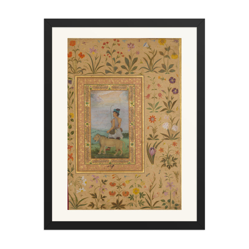 Dervish With a Lion | Restored Mughal Wall Art