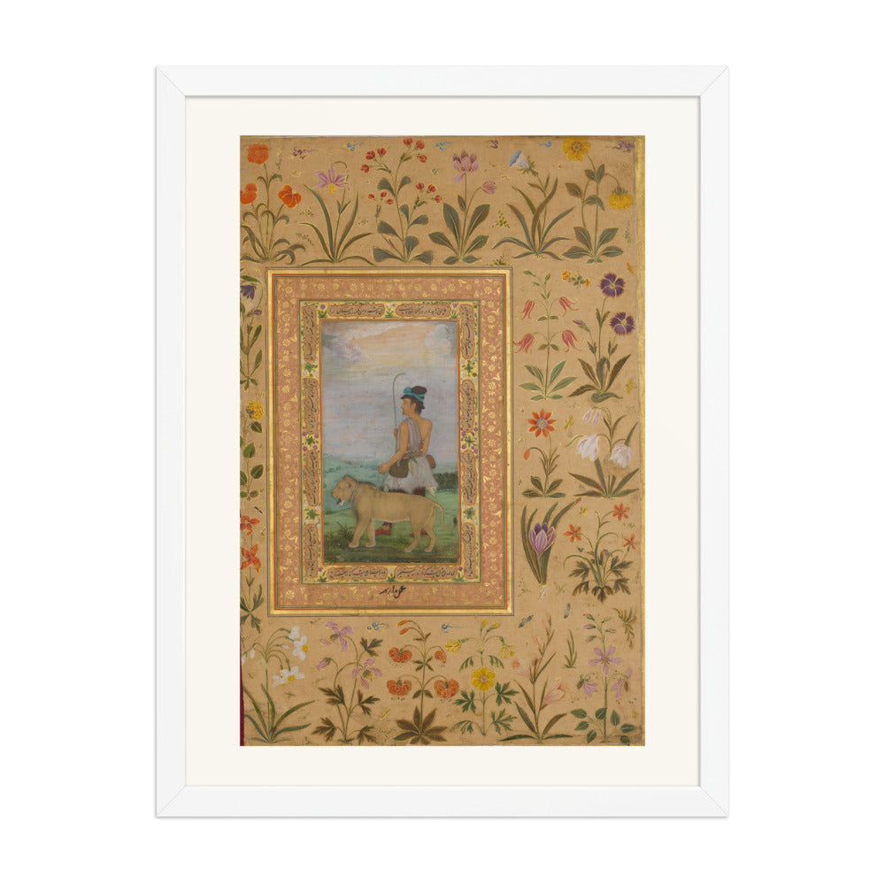 Dervish With a Lion | Restored Mughal Wall Art — view 5