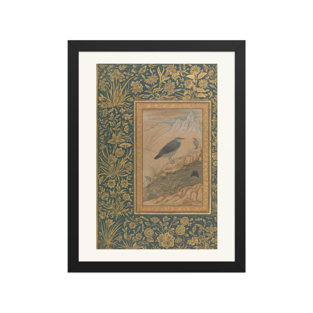 Diving Dipper and Other Birds | Restored Mughal Wall Art — view 2