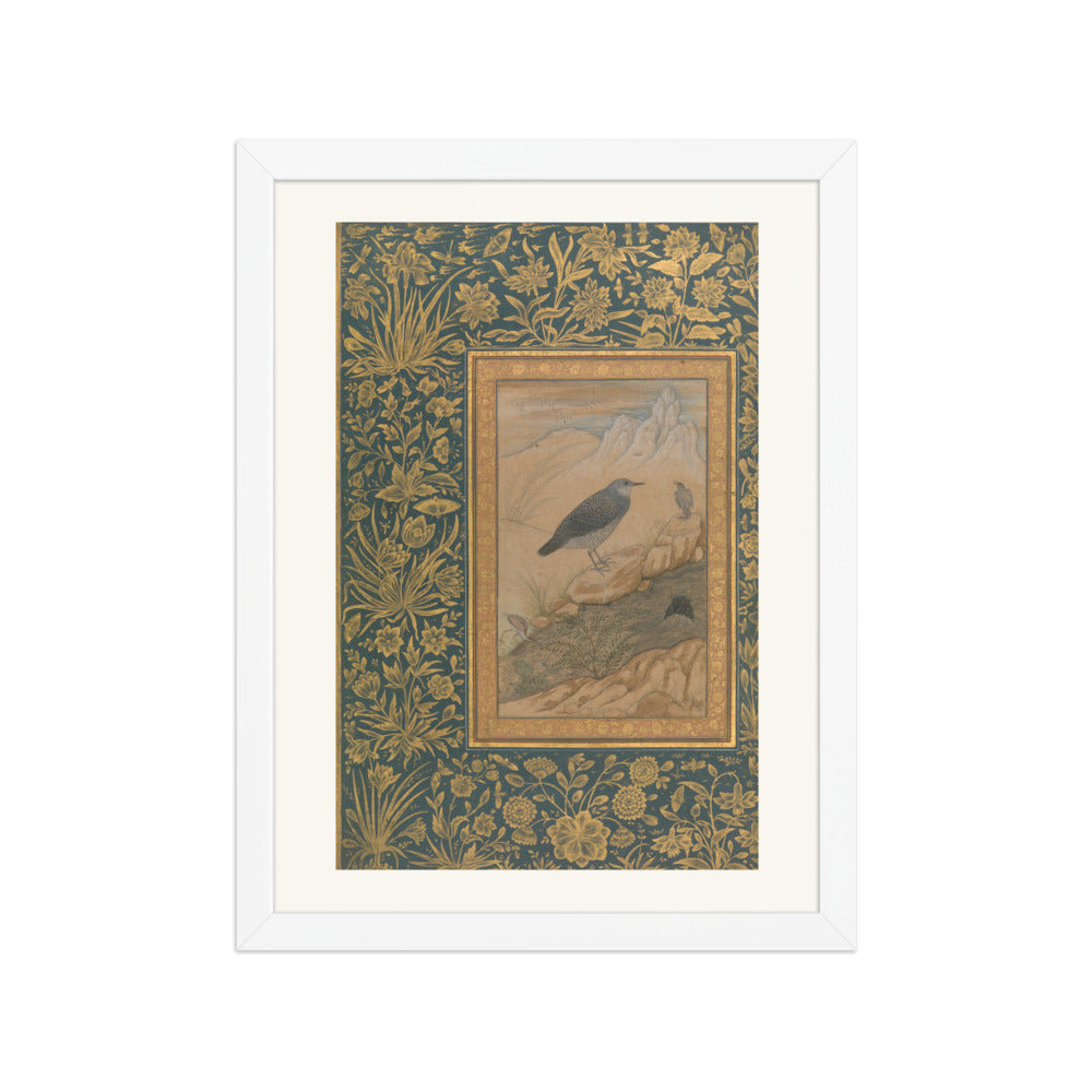 Diving Dipper and Other Birds | Restored Mughal Wall Art — view 6