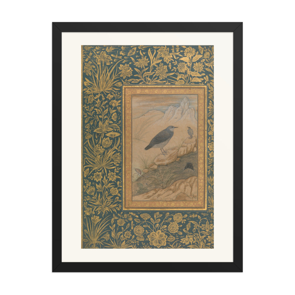 Diving Dipper and Other Birds | Restored Mughal Wall Art — view 1
