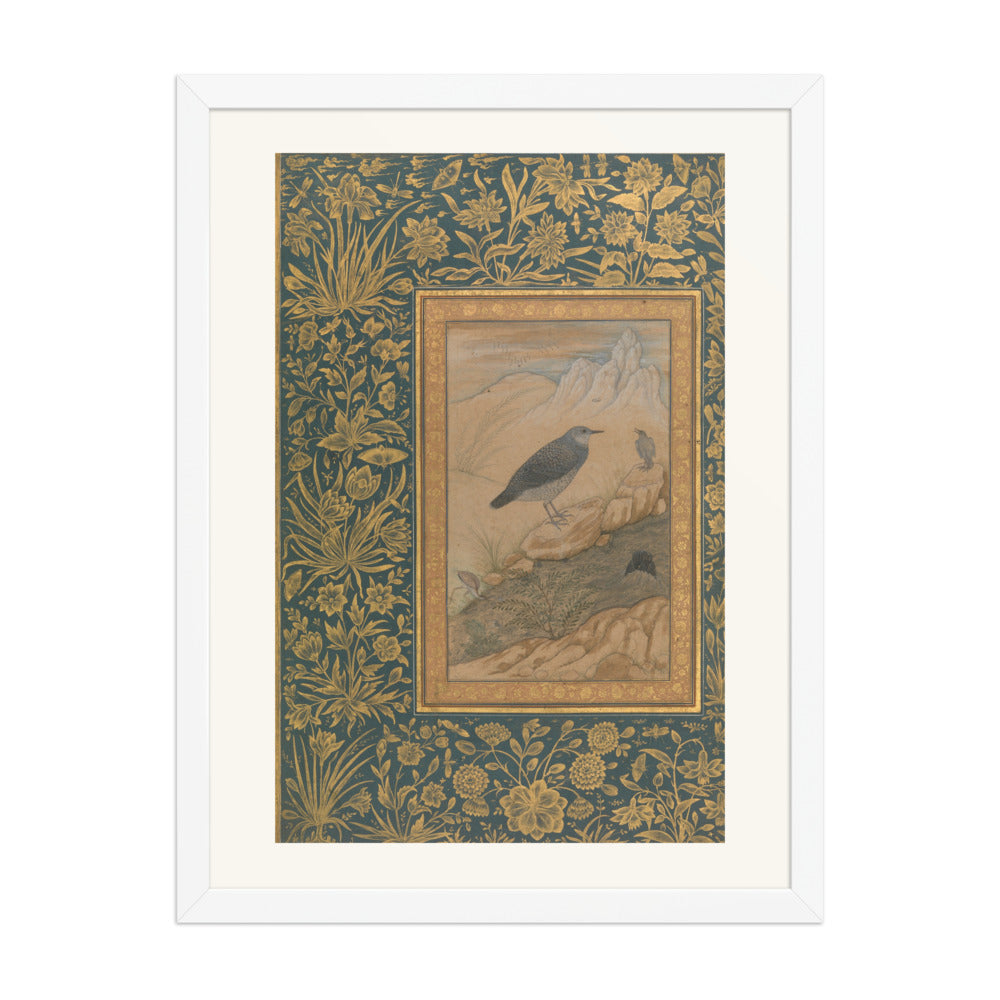 Diving Dipper and Other Birds | Restored Mughal Wall Art — view 5