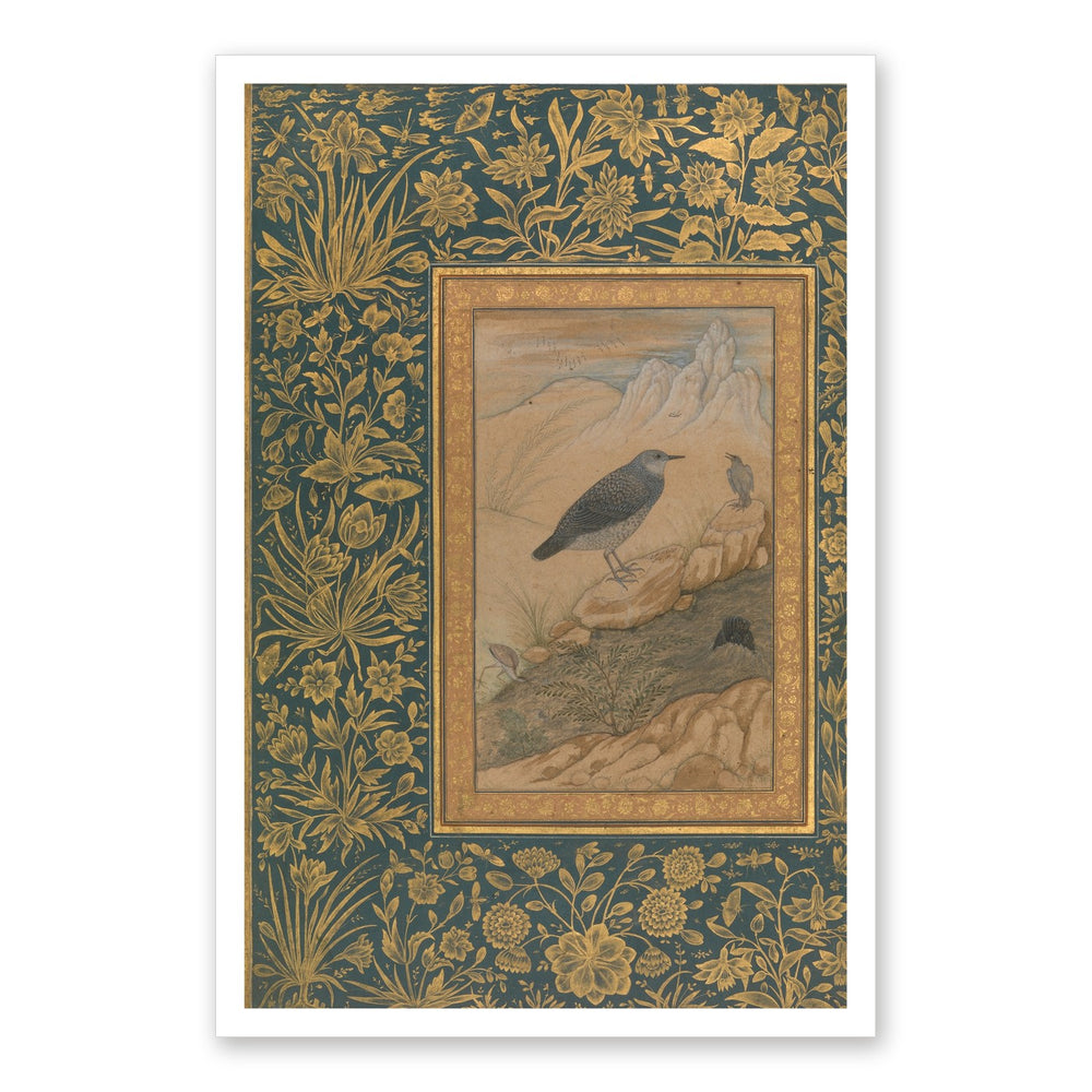 Diving Dipper and Other Birds | Restored Mughal Wall Art — view 7