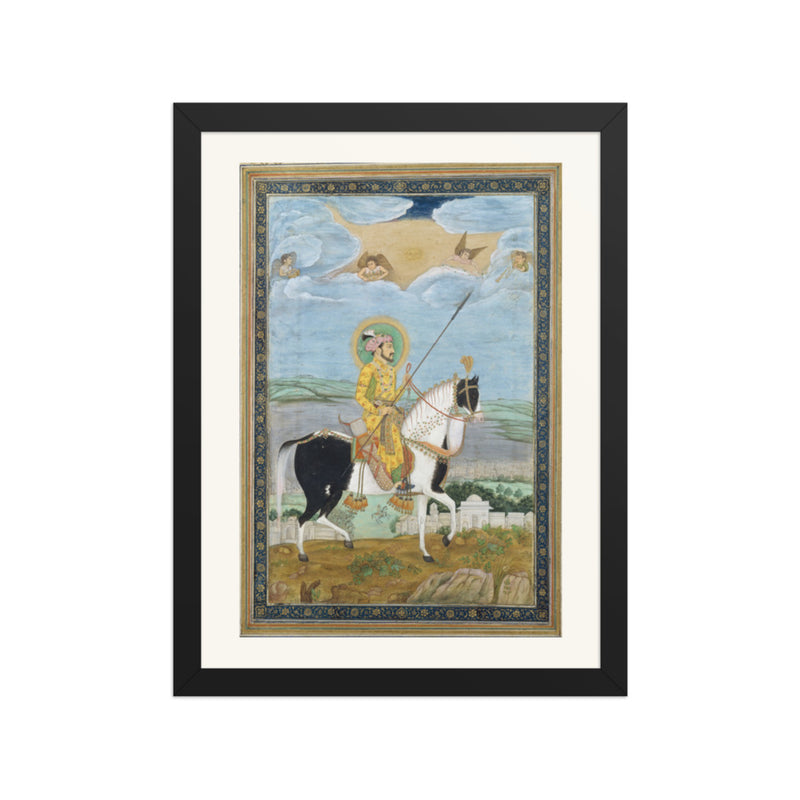 Portrait of Shah Jahan on Horseback | Restored Mughal Wall Art