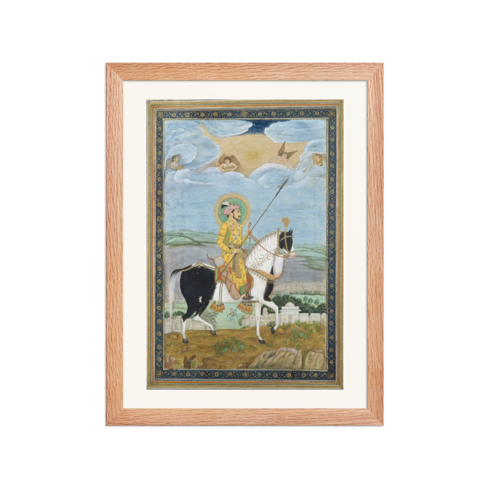 Portrait of Shah Jahan on Horseback | Restored Mughal Wall Art — view 2