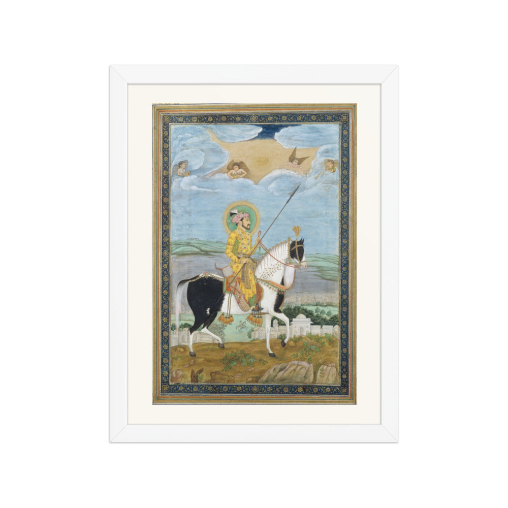 Portrait of Shah Jahan on Horseback | Restored Mughal Wall Art — view 3