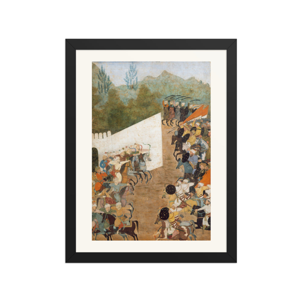 The Battle of Shahbarghan from the Padshahnama – Restored Mughal Wall Art — view 2