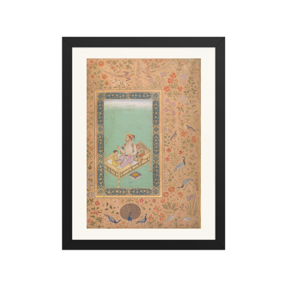 The Emperor Shah Jahan with his Son Dara Shikoh | Restored Mughal Wall Art — view 2