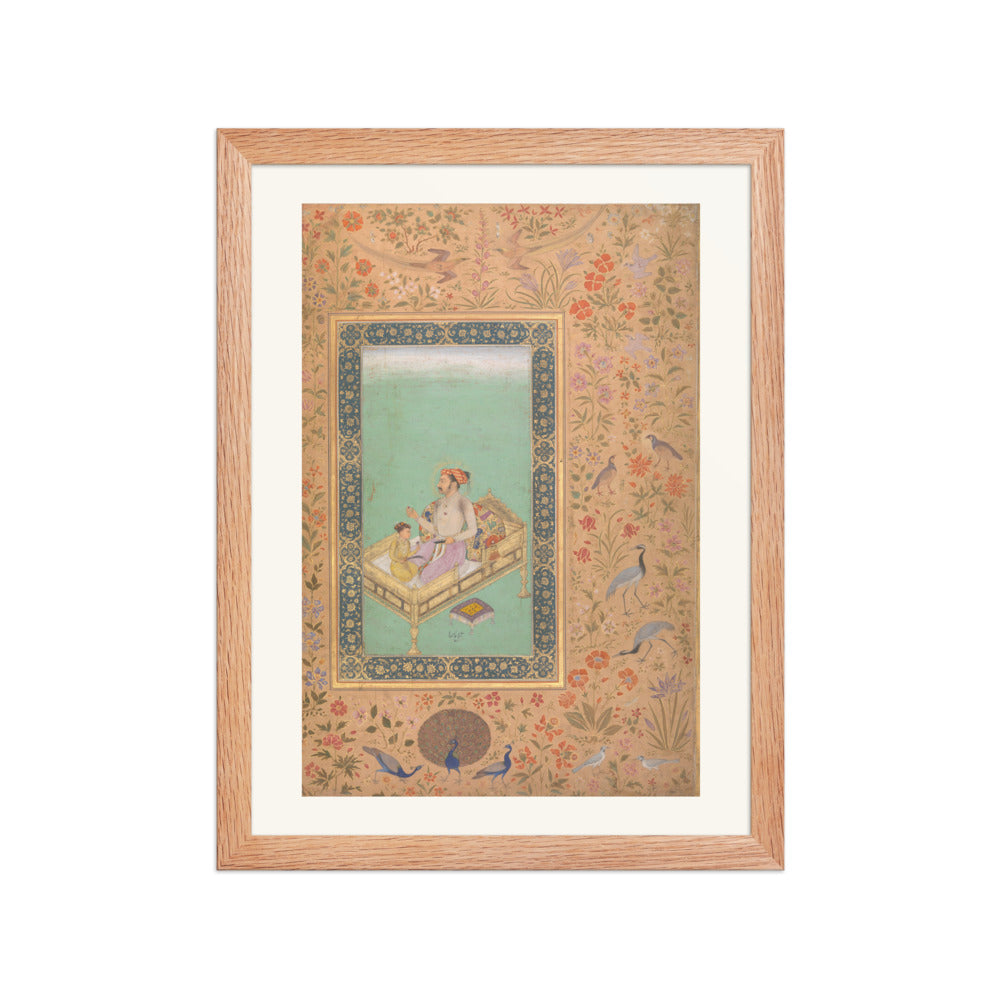 The Emperor Shah Jahan with his Son Dara Shikoh | Restored Mughal Wall Art — view 4