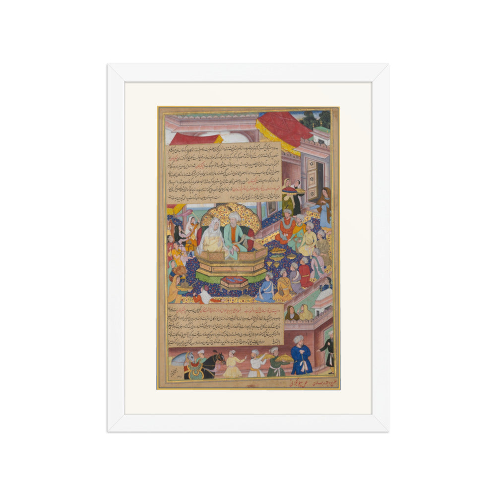 Tumanba Khan, His Wife, and His Nine Sons | Restored Mughal Wall Art — view 3