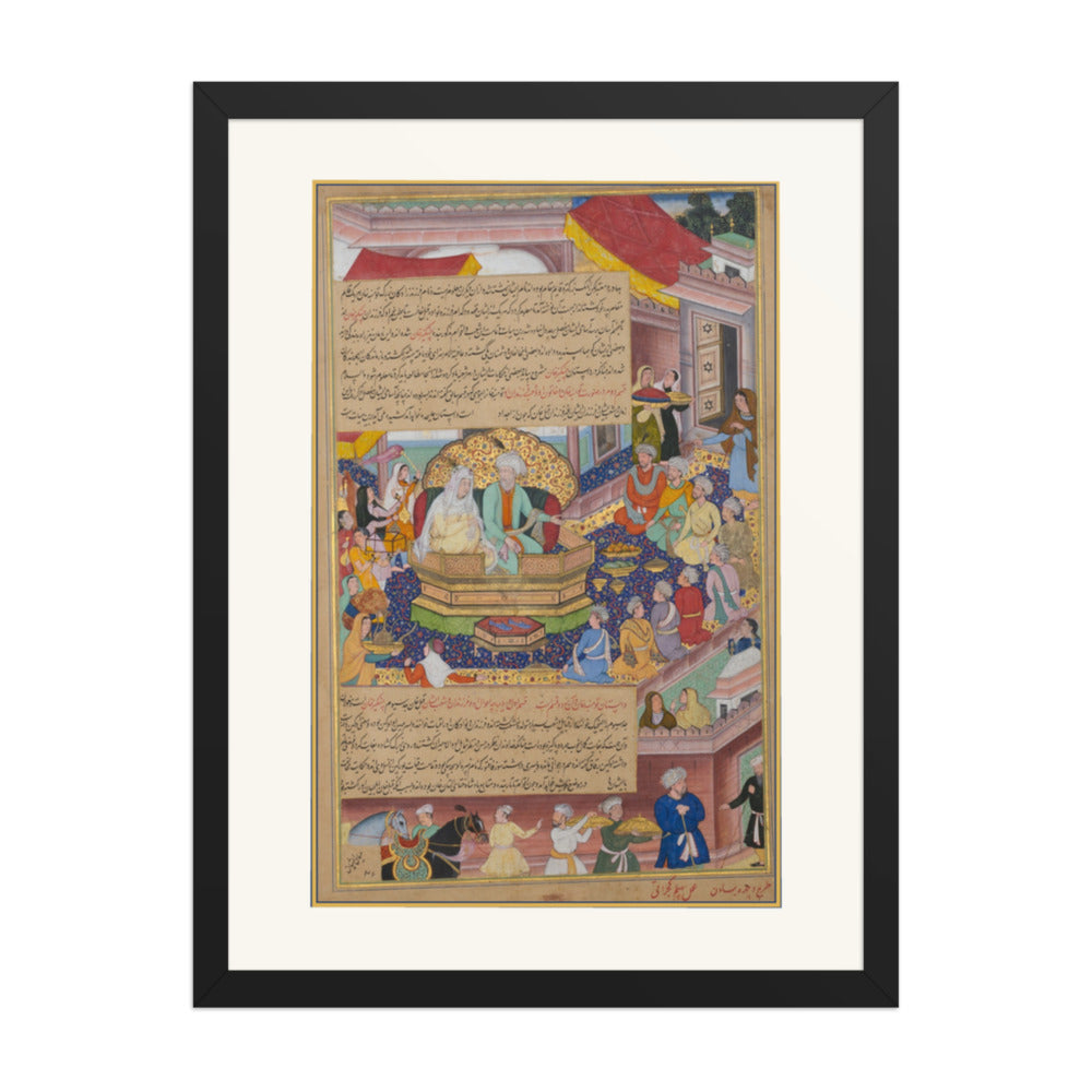 Tumanba Khan, His Wife, and His Nine Sons | Restored Mughal Wall Art — view 4