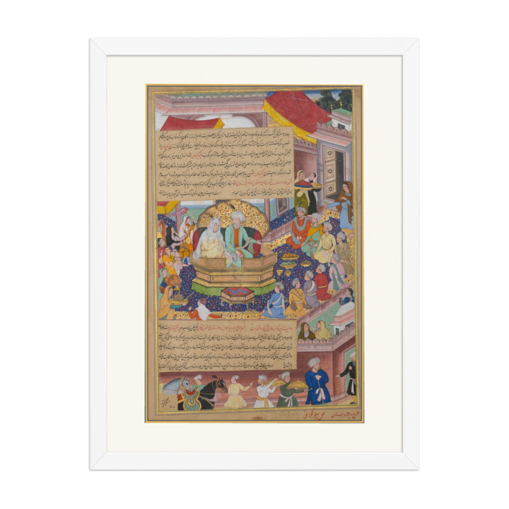 Tumanba Khan, His Wife, and His Nine Sons | Restored Mughal Wall Art — view 6