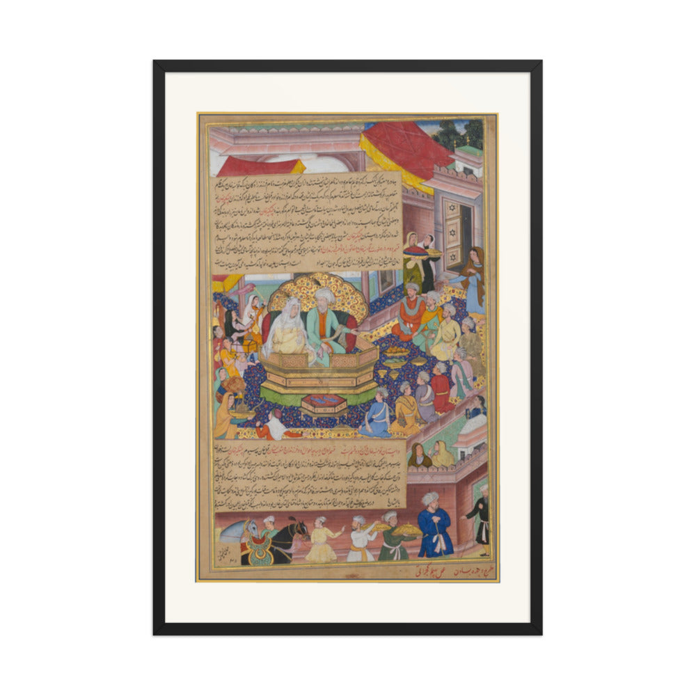 Tumanba Khan, His Wife, and His Nine Sons | Restored Mughal Wall Art — view 7