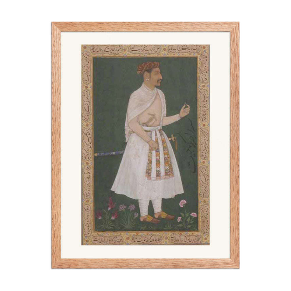 Portrait of Raja Bikramajit (Sundar Das) — Shah Jahan Album Folio | Restored Mughal Wall Art — view 3