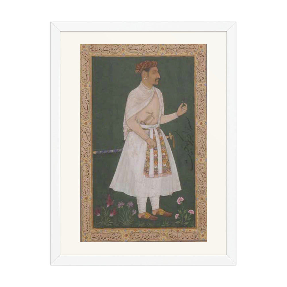 Portrait of Raja Bikramajit (Sundar Das) — Shah Jahan Album Folio | Restored Mughal Wall Art — view 5