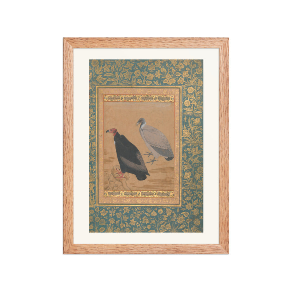 Red-Headed Vulture and Long-Billed Vulture — Shah Jahan Album Folio | Restored Mughal Wall Art — view 4