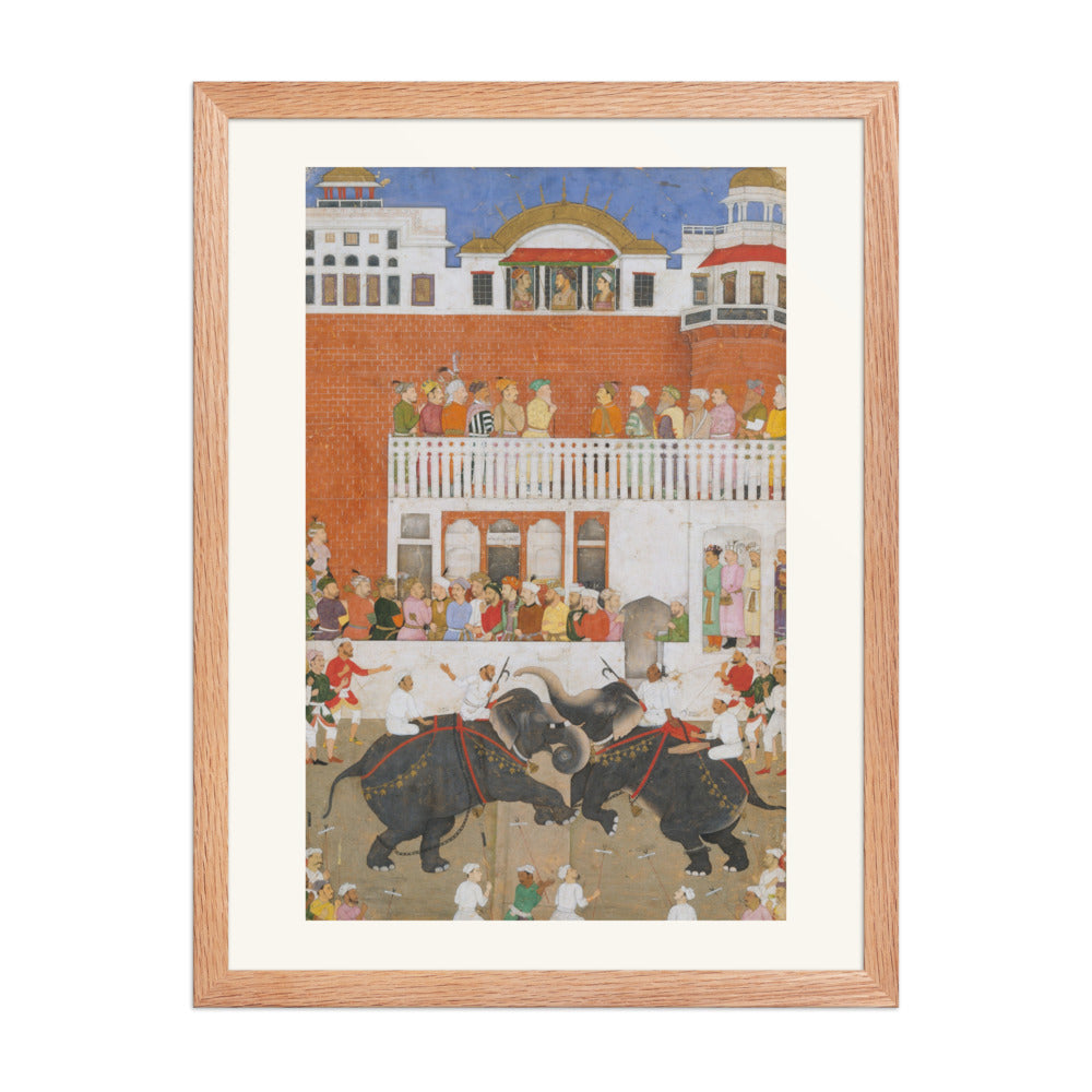 Shah Jahan Watching an Elephant Fight by Bulaqi from the Padshahnama — Restored Mughal Wall Art — view 2