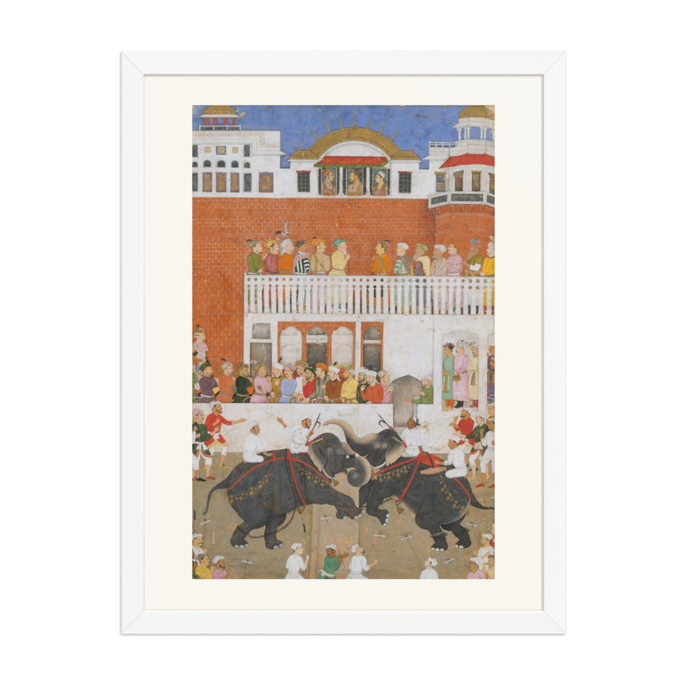 Shah Jahan Watching an Elephant Fight by Bulaqi from the Padshahnama — Restored Mughal Wall Art — view 3