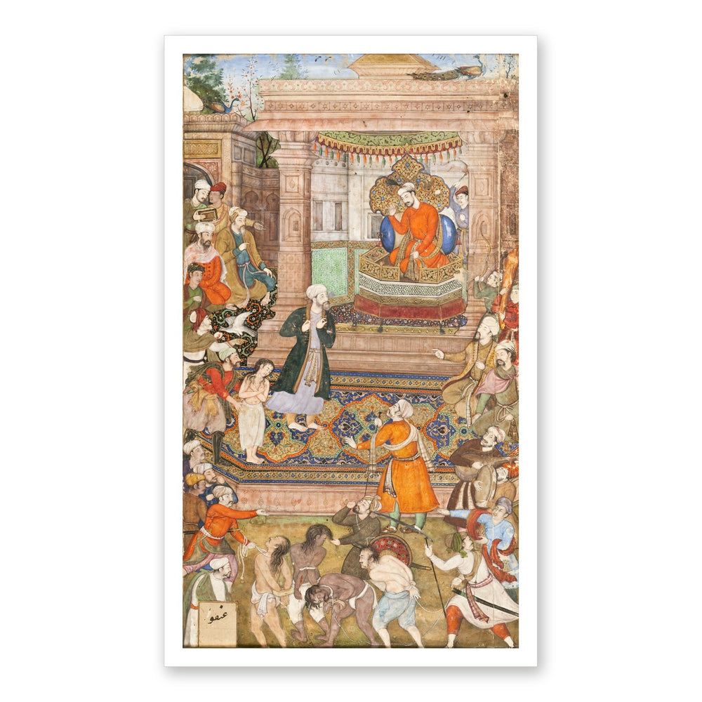 The Vizier Pleads for the Robber's Son by Basawan, Gulistan Manuscript 1596 – Restored Mughal Wall Art — view 7