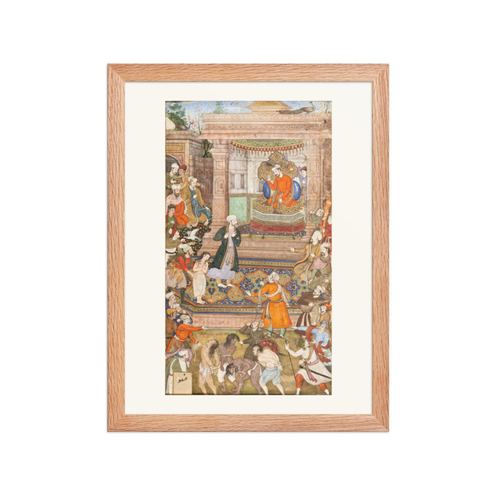 The Vizier Pleads for the Robber's Son by Basawan, Gulistan Manuscript 1596 – Restored Mughal Wall Art — view 2