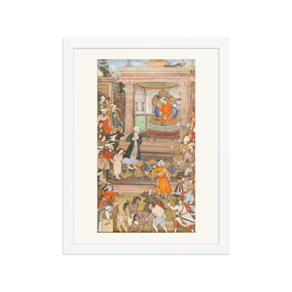 The Vizier Pleads for the Robber's Son by Basawan, Gulistan Manuscript 1596 – Restored Mughal Wall Art — view 3