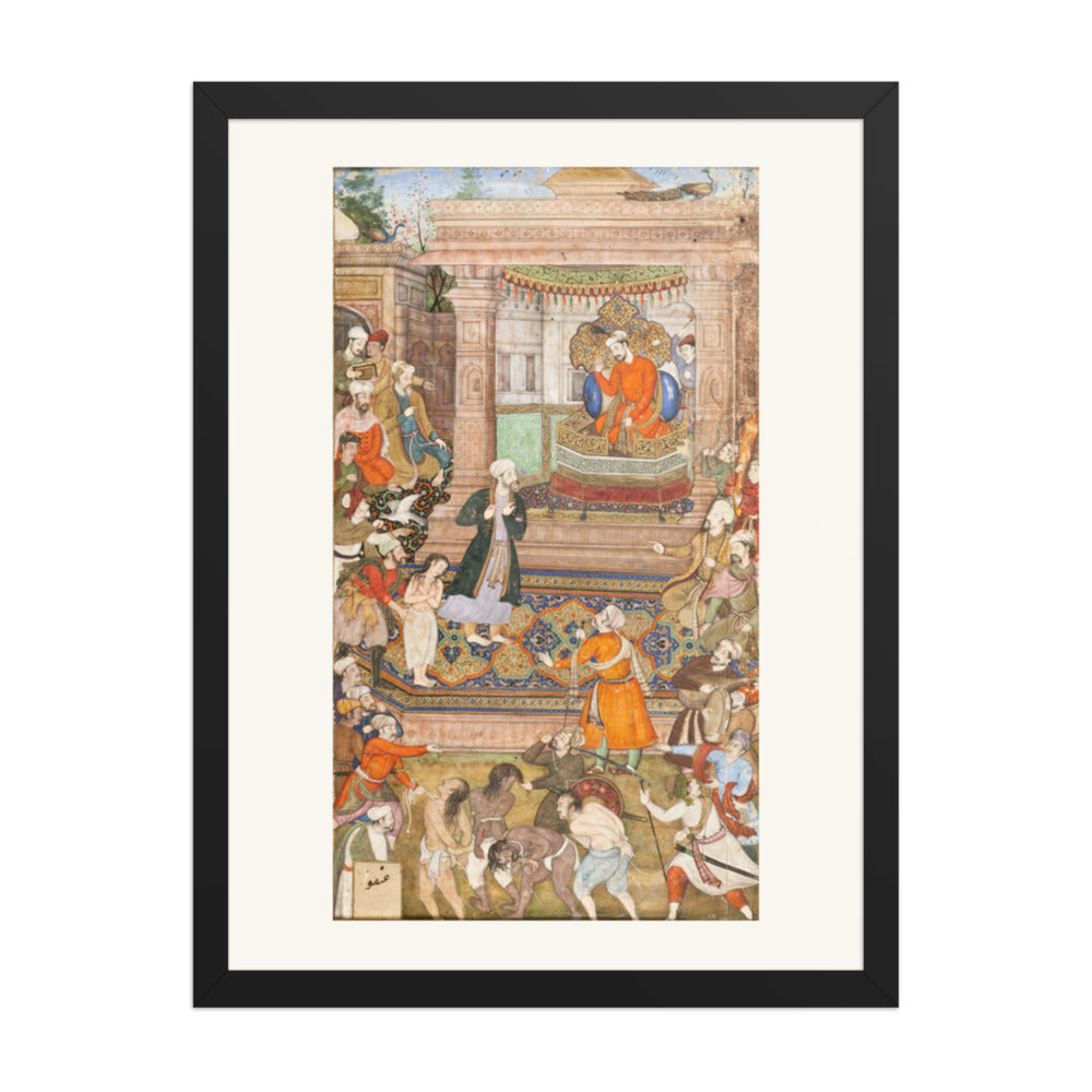 The Vizier Pleads for the Robber's Son by Basawan, Gulistan Manuscript 1596 – Restored Mughal Wall Art — view 4