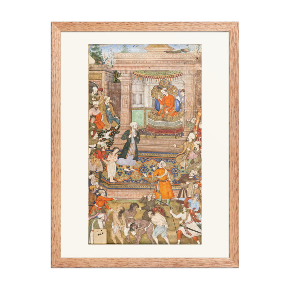 The Vizier Pleads for the Robber's Son by Basawan, Gulistan Manuscript 1596 – Restored Mughal Wall Art — view 5