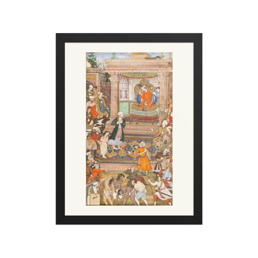 The Vizier Pleads for the Robber's Son by Basawan, Gulistan Manuscript 1596 – Restored Mughal Wall Art — view 4