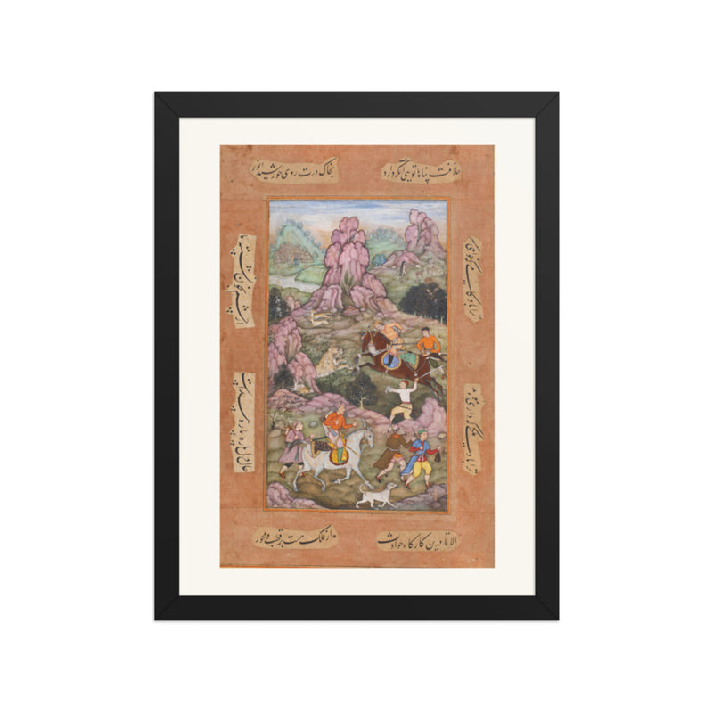 Prince Salim's Lion Hunt at Allahabad – Attributed to Muhammad Sharif, c. 1600 – Restored Mughal Wall Art
