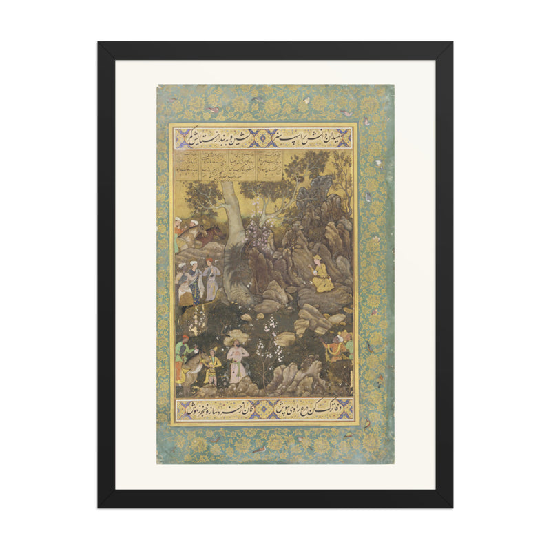 Jamshid Writing on a Rock by Abd as-Samad | Restored Mughal Wall Art