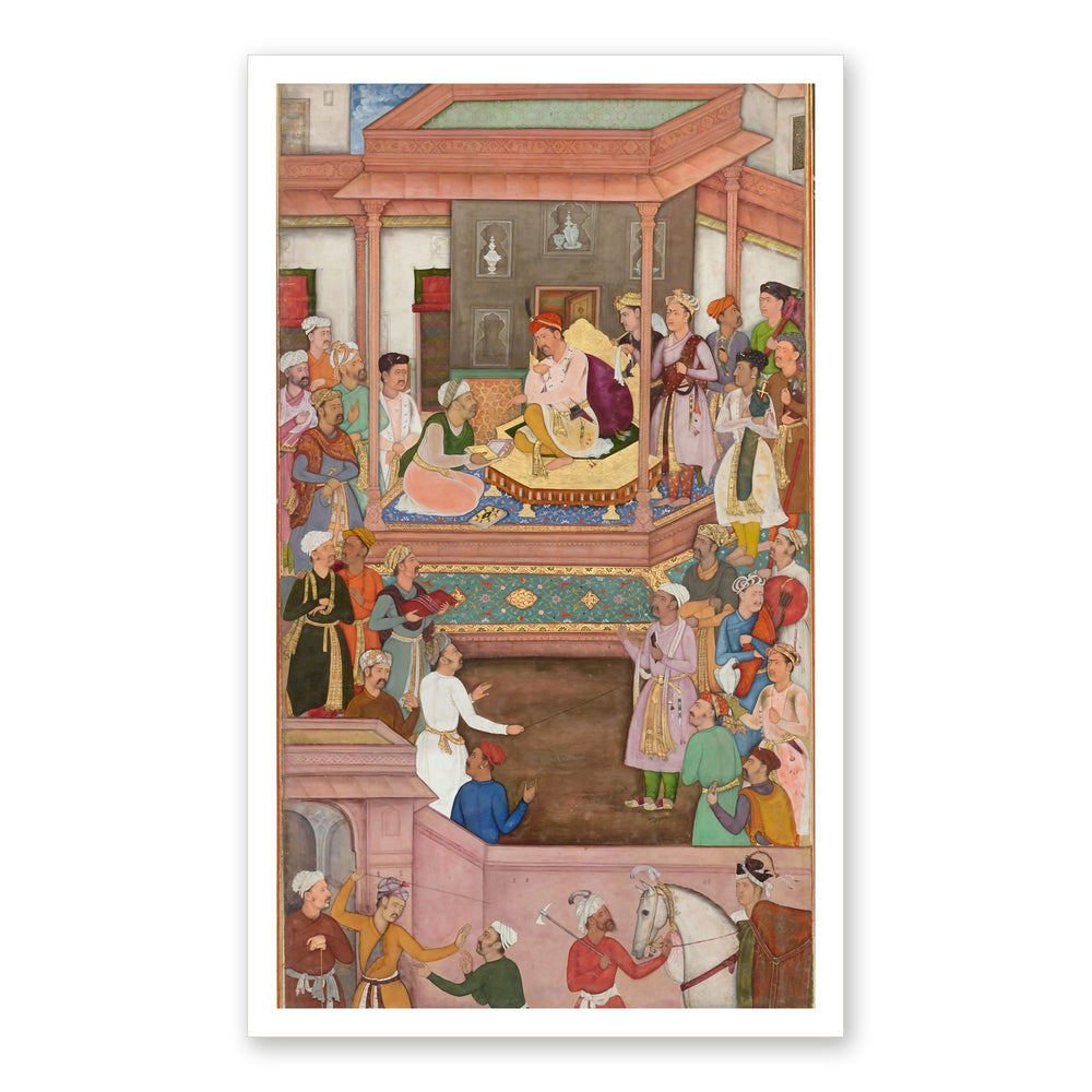 Akbar Receiving Asaf Khan at Jaunpur, Attributed to Manohar, Chester Beatty Akbarnama – Restored Mughal Wall Art — view 7